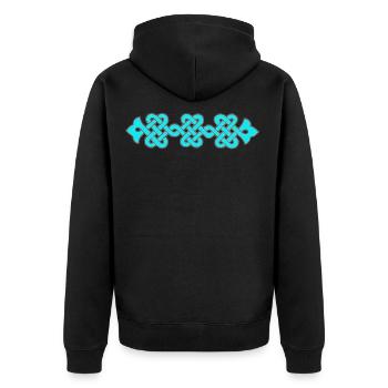 intricate ornament, turquoise - Unisex Premium Organic Zip Hoodie - black - Back - Nico (187cm)