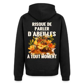 Apiculteur cadeau humour risque de parler abeilles - Veste à capuche bio Premium Unisexe - noir - Dos - Nico (187cm)