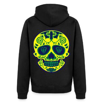 tete mort mexicaine tetedemort skull - Veste à capuche bio Premium Unisexe - noir - Dos - Nico (187cm)