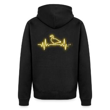 Ente - Unisex Premium Bio Zip Hoodie - Schwarz - Hinten - Nico (187cm)