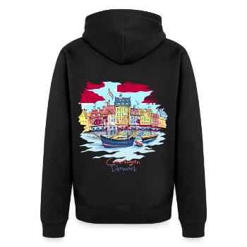 Danemark Copenhague T-shirt Danois Danois - Veste à capuche bio Premium Unisexe - noir - Dos - Nico (187cm)