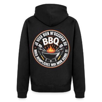 BBQ Apéro Cadeau Barbecue Humour - Veste à capuche bio Premium Unisexe - noir - Dos - Nico (187cm)