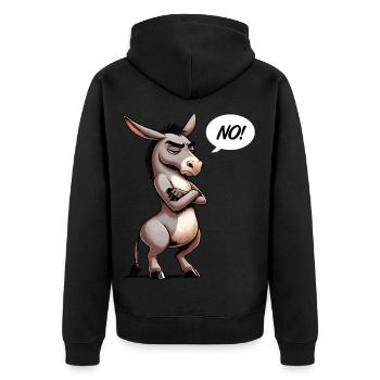 No Esel Eselchen Eselhalter Muli Langohresel - Unisex Premium Bio Zip Hoodie - Schwarz - Hinten - Nico (187cm)