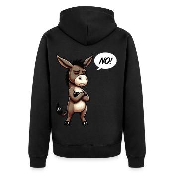 No Esel Eselchen Eselhalter Muli Langohresel - Unisex Premium Bio Zip Hoodie - Schwarz - Hinten - Nico (187cm)
