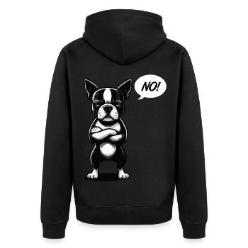 No Boston Terrier Boston Boston terrier besitzer - Unisex Premium Bio Zip Hoodie - Schwarz - Hinten - Nico (187cm)
