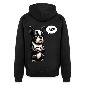 No Boston Terrier Boston Boston terrier besitzer - Unisex Premium Bio Zip Hoodie - Schwarz - Hinten - Nico (187cm)