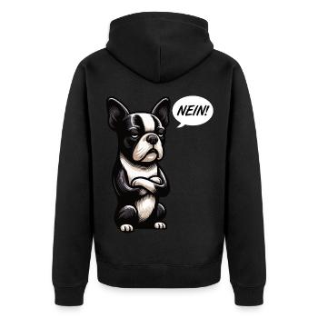 Nein Boston Terrier Boston Boston terrier besitzer - Unisex Premium Bio Zip Hoodie - Schwarz - Hinten - Nico (187cm)
