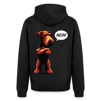 Nein Airedale Terrier Airedales Airedalebesitzer - Unisex Premium Bio Zip Hoodie - Schwarz - Hinten - Nico (187cm)