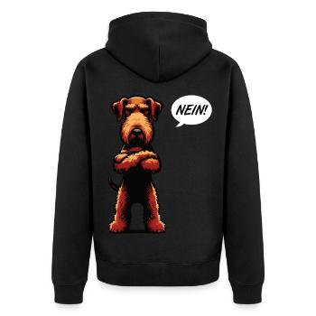 Nein Airedale Terrier Airedales Airedalebesitzer - Unisex Premium Bio Zip Hoodie - Schwarz - Hinten - Nico (187cm)