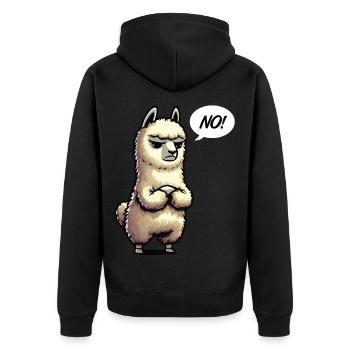No Alpaka lamas Alpakabesitzer Alpakaliebhaber - Unisex Premium Bio Zip Hoodie - Schwarz - Hinten - Nico (187cm)