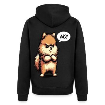 No Pomeranian Dwarf Spitz Dwarf Spitz Holder Spitz - Unisex Premium Organic Zip Hoodie - black - Back - Nico (187cm)