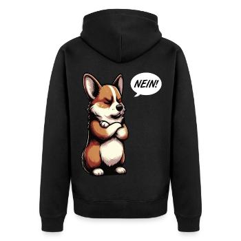 Nein Corgi Corgis Welsh Corgi Corgibesitzer Corgis - Unisex Premium Bio Zip Hoodie - Schwarz - Hinten - Nico (187cm)