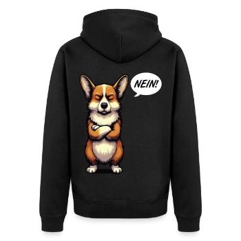 Nein Corgi Corgis Welsh Corgi Corgibesitzer Corgis - Unisex Premium Bio Zip Hoodie - Schwarz - Hinten - Nico (187cm)