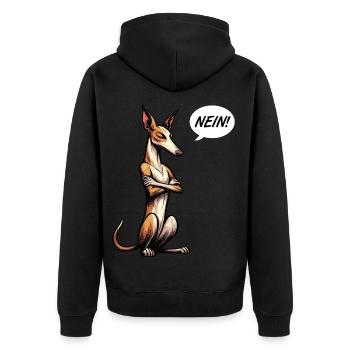Nein Podenco Podencoliebhaber Podencobesitzer - Unisex Premium Bio Zip Hoodie - Schwarz - Hinten - Nico (187cm)