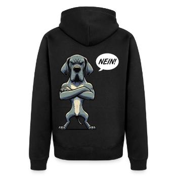 Nein Deutsche Dogge Doggen Doggenbesitzer - Unisex Premium Bio Zip Hoodie - Schwarz - Hinten - Nico (187cm)