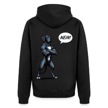 Nein Deutsche Dogge Doggen Doggenbesitzer - Unisex Premium Bio Zip Hoodie - Schwarz - Hinten - Nico (187cm)