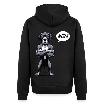 Nein Deutsche Dogge Doggen Doggenbesitzer - Unisex Premium Bio Zip Hoodie - Schwarz - Hinten - Nico (187cm)