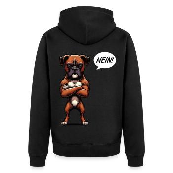 Nein Boxer Boxerhalter Boxerhund Boxerbesitzer - Unisex Premium Bio Zip Hoodie - Schwarz - Hinten - Nico (187cm)
