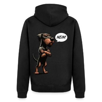 Nein Deutsch Drahthaar Deutsch-Drahthaar Besitzer - Unisex Premium Bio Zip Hoodie - Schwarz - Hinten - Nico (187cm)