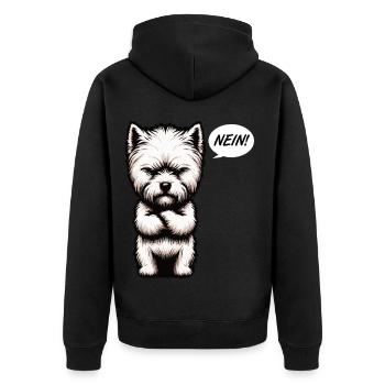 Nein West highland terrier Westie West highland - Unisex Premium Bio Zip Hoodie - Schwarz - Hinten - Nico (187cm)