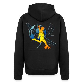 Passionné de foot t-shirt joueur de foot original - Veste à capuche bio Premium Unisexe - noir - Dos - Nico (187cm)