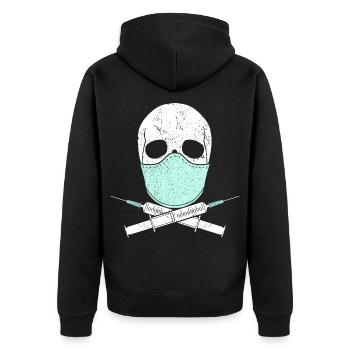 Skull Schädel Corona - Unisex Premium Bio Zip Hoodie - Schwarz - Hinten - Nico (187cm)