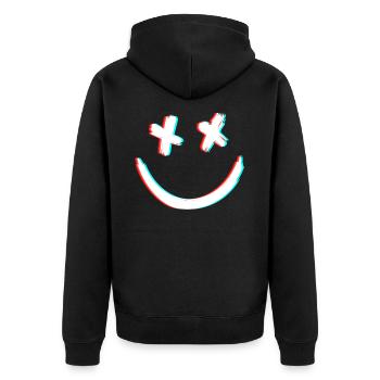 DEAD SMILE 3D - Unisex Premium Organic Zip Hoodie - black - Back - Nico (187cm)