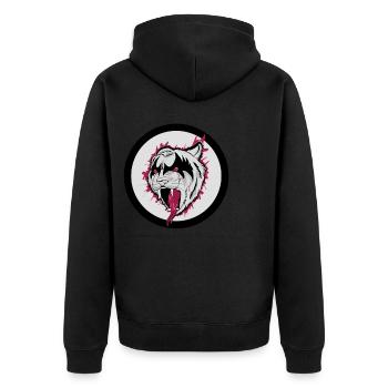 Tiger - Unisex Premium Bio Zip Hoodie - Schwarz - Hinten - Nico (187cm)