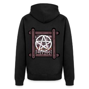 Okkult Spirituell Satan Ritual Teufel Pentagramm - Unisex Premium Bio Zip Hoodie - Schwarz - Hinten - Nico (187cm)