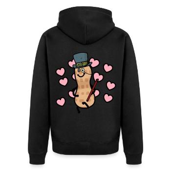 Erdnuss Valentin verliebt Romantik Liebe Herzen - Unisex Premium Bio Zip Hoodie - Schwarz - Hinten - Nico (187cm)