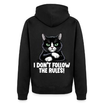 Drôle de chat noir maléfique briseur de règles - Veste à capuche bio Premium Unisexe - noir - Dos - Nico (187cm)