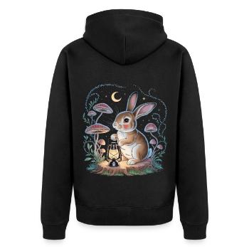 Cute Rabbit Cottagecore - Unisex Premium Organic Zip Hoodie - black - Back - Nico (187cm)