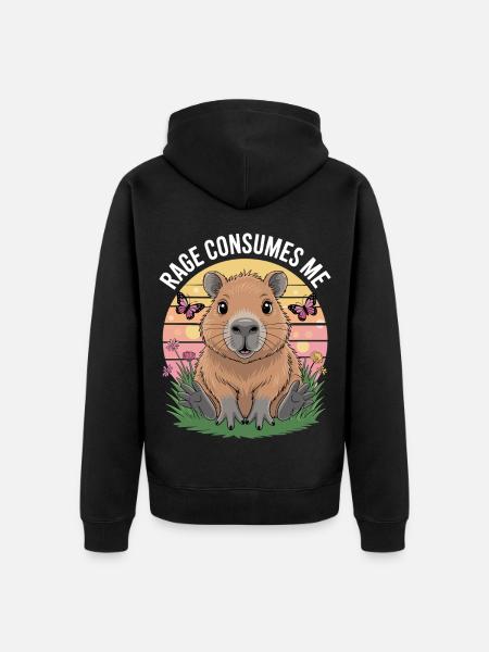 Capybara Rage Consumes Me - Unisex Premium Organic Zip Hoodie - black