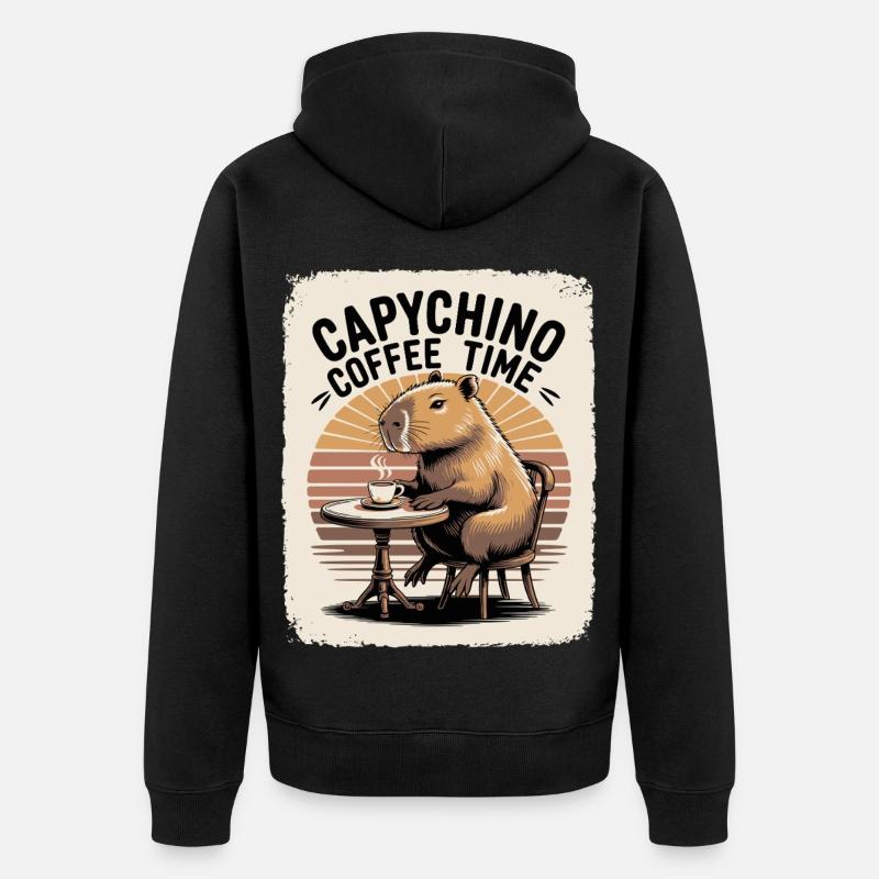 L’heure du café Capychino - Veste à capuche bio Premium Unisexe - noir