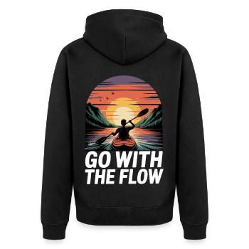 Solo Männlicher Kajakfahrer Bei Sonnenuntergang - Unisex Premium Bio Zip Hoodie - Schwarz - Hinten - Nico (187cm)