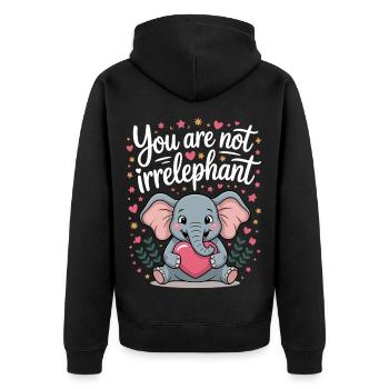 You Are Not Irrelephant - Unisex Premium Organic Zip Hoodie - black - Back - Nico (187cm)