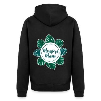 Monstera Mama - Unisex Premium Bio Zip Hoodie - Schwarz - Hinten - Nico (187cm)