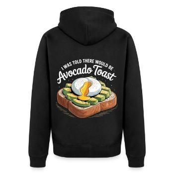 Wo ist der Avocado-Toast? - Unisex Premium Bio Zip Hoodie - Schwarz - Hinten - Nico (187cm)