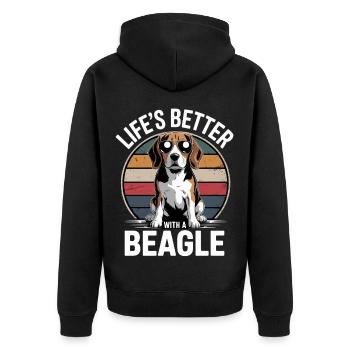 La vie est meilleure avec un beagle - Veste à capuche bio Premium Unisexe - noir - Dos - Nico (187cm)