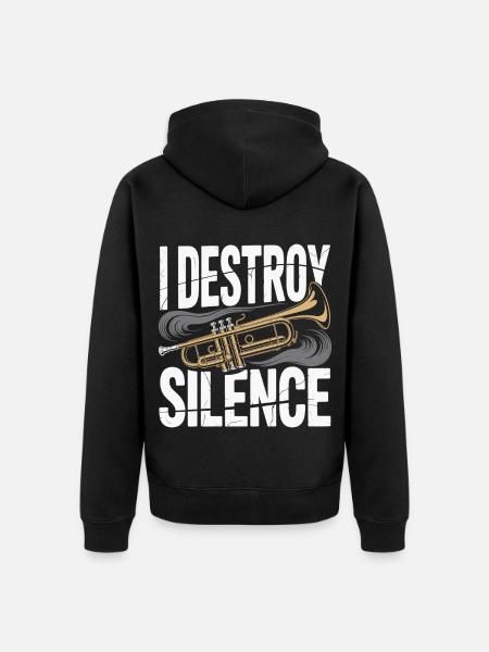 Trumpet I Destroy Silence - Unisex Premium Organic Zip Hoodie - black