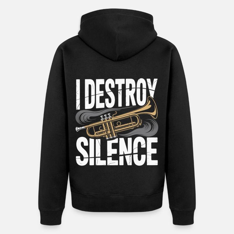 Trompette I Destroy Silence - Veste à capuche bio Premium Unisexe - noir