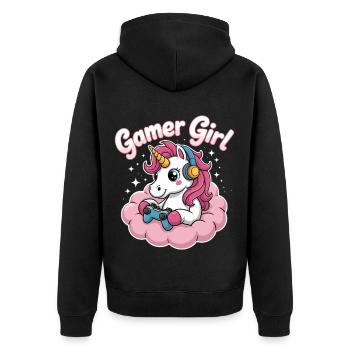 Gamer Girl Licorne - Veste à capuche bio Premium Unisexe - noir - Dos - Nico (187cm)
