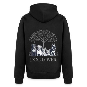 Hundefreund - Unisex Premium Bio Zip Hoodie - Schwarz - Hinten - Nico (187cm)