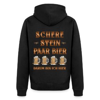  Trinkspruch JGA Malle - Unisex Premium Bio Zip Hoodie - Schwarz - Hinten - Nico (187cm)