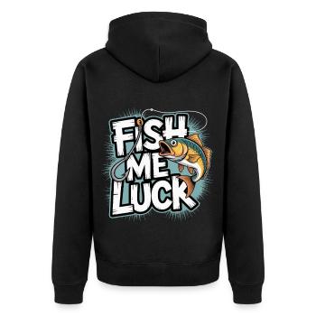 Drôle de pêche poisson moi chance - Veste à capuche bio Premium Unisexe - noir - Dos - Nico (187cm)