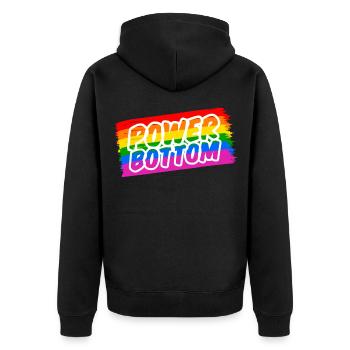 Gay Power Bottom Rainbow Flag - Unisex Premium Organic Zip Hoodie - black - Back - Nico (187cm)