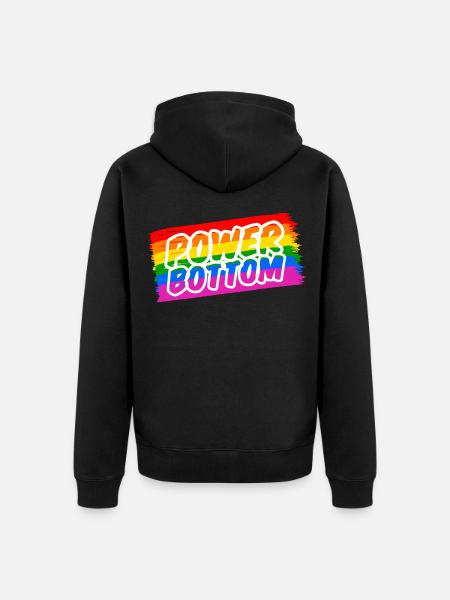 Gay Power Bottom Rainbow Flag - Unisex Premium Organic Zip Hoodie - black