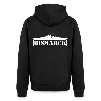 Schlachtschiff Bismarck Schiff weiß Marine - Unisex Premium Bio Zip Hoodie - Schwarz - Hinten - Nico (187cm)
