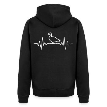 Ente - Unisex Premium Bio Zip Hoodie - Schwarz - Hinten - Nico (187cm)