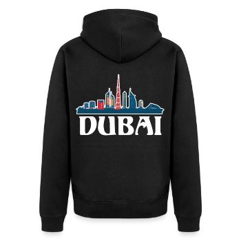 Dubai Vereinigte Arabische Emirate The Palm - Unisex Premium Bio Zip Hoodie - Schwarz - Hinten - Nico (187cm)